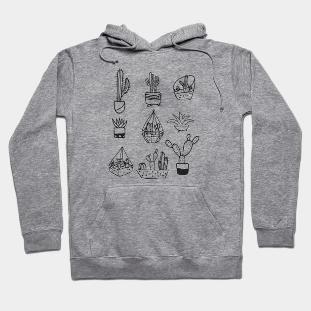 Cactus Family Ink Design Hoodie by NatureMagick